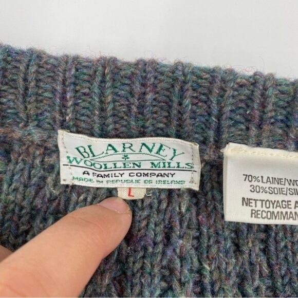 Blarney Woolen Mills Men’s Zip Front Cardigan Vintage Wool Silk Large grandpa - Picture 5 of 6